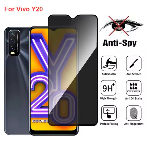For Vivo Y20 V2029 Anti Spy Privacy Tempered Glass Screen Protector Compatible For VivoY20 Full Cove