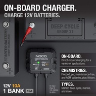 NOCO Genius GENPRO10X1: 1-Bank, 10A Onboard Battery Charger - 10A Per Bank, 12V Waterproof Marine Ch