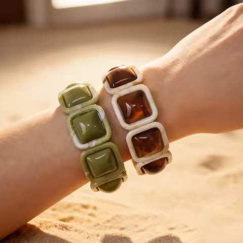 Minimalist Elastic Bracelet, Unique Niche Design Style, Gradient Color and Multiple Elements, Gentle