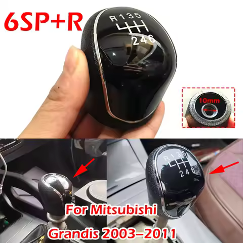 6SP+R MT Gear Shift Knob For Mitsubishi Grandis Space Wagon M10 Chrome Pen Style Shifter Handball fo
