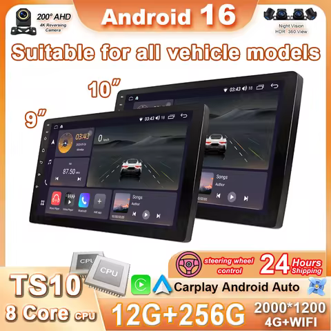 Android 16 CarPlay Android Auto car radio GPS multimedia player universal 9/10 inch Car stereo 4G+Wi
