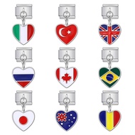 Love Flag Pendant Italy Module Bracelet Single Hook DIY Stretch Stitching Titanium Steel Strap Chain