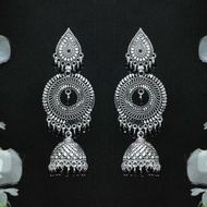 Black Color Oxidized Long Indian Earrings (Ready stock in Malaysia. Next day delivery)