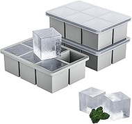 Large Ice Cube Tray for Whiskey 3 Pack, HANCELANT Big Silicone Square Ice Cube Mold with Removable L