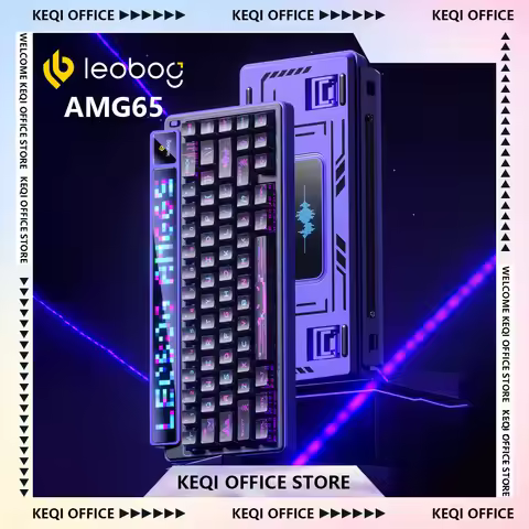 LEOBOG AMG65 Mechanical Keyboard Hot Swap RGB 3 Mode TFT LED Screen Esports Wireless Keyboards Custo