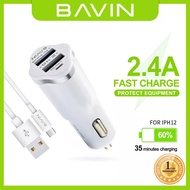 BAVIN PC676 Fast Car Charger 2.4A w/ 2 USB Slot for iPhone