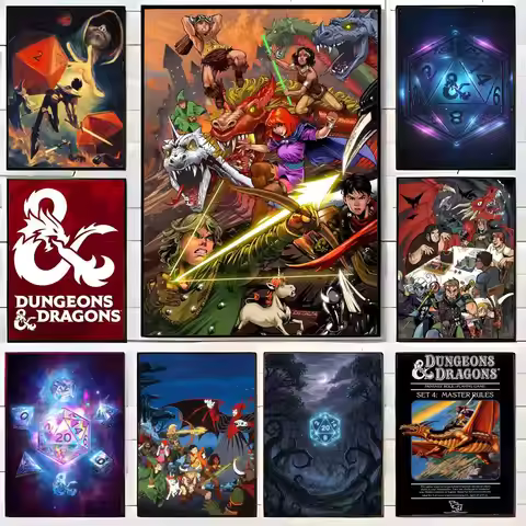 D-Dungeons And D-Dragons Game Cartoon Poster Wall Art Print Poster Decorative Mural Home Decor Gift 