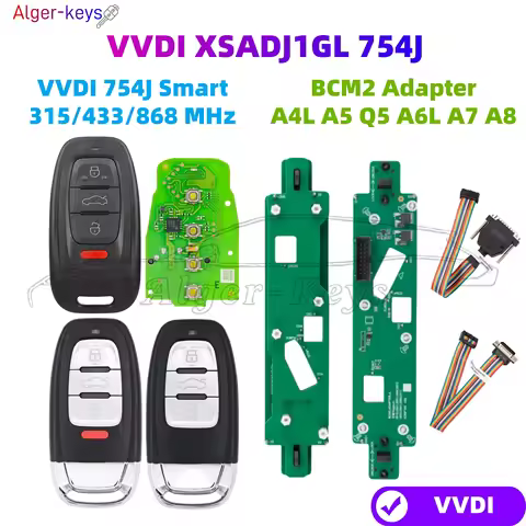 Alger-keys Xhorse XSADJ1GL VVDI 754J Smart Key for A4L A5 Q5 A6L A7 A8 XDNPA2GL BCM2 Adapter for Key