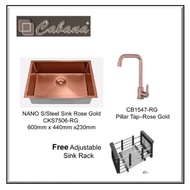 CABANA CKS7506-RG  Nano Technology Undermount S/ Steel Single  Bowl Kitchen Sink Rose Gold + CB1547-RG Pillar Sink Tap