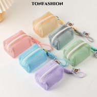 TONFASHION Mesh Storage Bag, Mesh Handheld Coin Purse,  Dopamine Color Organizer Large Capacity Cosm