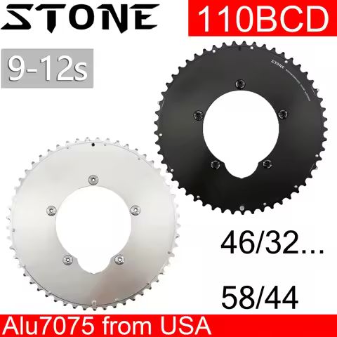 Stone 110bcd Double Chainring aero style for Shimano 11s 12s 5 Bolts Crank 12 Speed Road Bike Round 