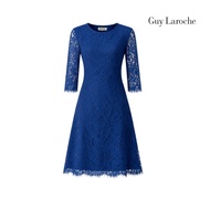 Guy Laroche Luxury lace - A Line Dress Luxury lace เดรสยาว แขนยาว สีกรมท่า GD1MNV
