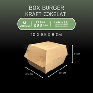 Burger Box | Burger Box | Burger Container Size 10x8.5x8 cm | Brown kraft material (thickness 290 gr