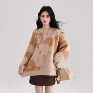 Puella | Áo Sweater Cổ Tròn Màu Đỏ Degrade Phong Cách Thư thái