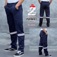 UP2ME : กางเกงวินเทจ รุ่น Runway 6 กระเป๋า ขายาว กระบอกเล็ก ติดแถบสะท้อนแสง รอบเอว 26-48 นิ้ว ไซส์ S