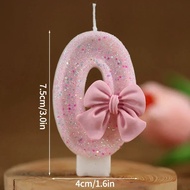 New Number Cake Candle Pink Glitter Birthday Candle 1 2 3 4 5 6 7 8 9 3D Number Candle Cake Topper B