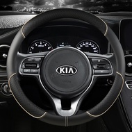 Car Steering Wheel Cover 38cm 15" Leather For Kia Rio 2 3 4 X Line Kombi Sedan K2 K3 K4 K5 KX1 KX3 K