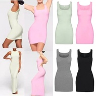 Skims Kardashian Stretchy U-Neck Sleeveless Dress - Hip Covering