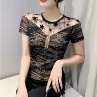 Lace T Shirt for Women Graphic Woman Tops 90s Vintage Japanese Clothes Harajuku Fashion Y2k Korea Tr