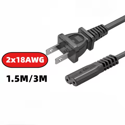 US Power Cable Cord IEC C7 2pin AC Extension Cable For Dell Laptop Charger Canon Epson Printer Radio