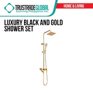 Luxury Shower Set - Rainfall Shower Head (Black and Gold)