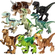 8PCS Dinosaur park Rex Blue figure Building Blocks for Children Compatible lego Jurassic city World Brick set Kids Toys