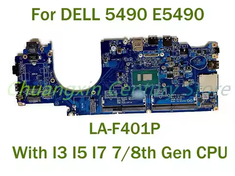 For DELL 5490 E5490 Laptop motherboard LA-F401P with I3 I5 I7 7/8th Gen CPU 100% Tested Fully Work