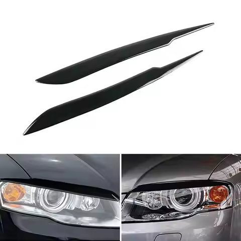 Piano Black Car Styling Headlight Eyebrow Trim Cover Accessories For Audi A4 B7 S4 2006 2007