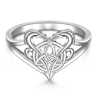 Celtic Dragon Ring Triquetra Trinity Celtic Knot Rings for for Women Men Jewelry 925 Sterling Silver