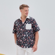 VACAY INDEED | Diddy Shirt ลาย Whimsy Mushroom เสื้อเชิ๊ดมีกระเป๋า /พร้อมส่ง*