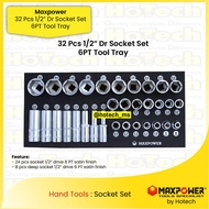 MAXPOWER | 32 Pcs 1/2" Dr. Socket Tool Set 6 PT | Dr. Socket Set 6 PT