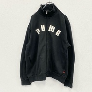 古著PUMA黑色全拉鍊運動外套，附大logo，L碼