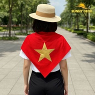 [September 2]Vietnam Flag Scarf - Red Scarf with Golden Star and 2-Layer Leather – Patriotic Scarf A