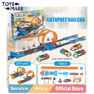 Toysmars ชุดรถของเล่นรถไฟโธมัสสร้างชุดทางรถไฟสำหรับแข่ง,ชุดรถไฟแบบทำมือชุดรถบรรทุกของเล่นทางรถไฟแบบ DIY ประกอบความเร็วไฟฟ้าสองชั้นของเล่นรถรางความเร็วสูงกล่องวาดรูปของเล่นของขวัญวันเกิดสำหรับเด็กชายวัยรุ่นและเด็กผู้หญิง18นิ้ว40ชิ้น