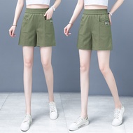 Five-point Pants Women Loose Straight 2022 New Style High Waist Summer Casual Cotton Linen 5-point S