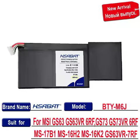 6800mAh MS-17B1 MS-16K2 Laptop Battery for MSI GS63VR GS73VR 6RF-001US BP-16K1-31 9N793J200 Tablet P