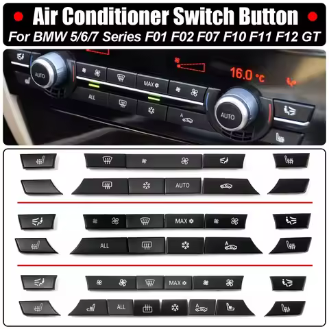 A/C Heater Button 11/12/14pcs Key Caps Repair Kit Switch Cover For BMW 5/6/7 Series F01 F02 F06 F07 