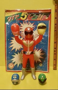 懷舊 70年代 海賊版 五勇士 笠頭 換頭 公仔 20cm 搪膠 連底咭 (S12)