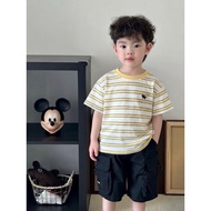 [Taichung Ready Stock] Embroidered Puppy Striped Thin Top B-S2603 Boys' Tops Girls' Tops Children's 