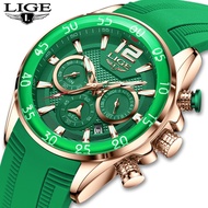 LIGE Newest watches for men Multi Colors Silicon Strap Waterproof Chronograph Sports seiko automatic watch