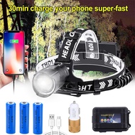 Powerful XHP90.2 Led Headlamp High Power  Zoom  USB Rechargeable Head Flashlight Waterproof Outdoor 