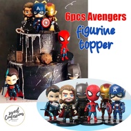 Avengers 6pcs figurine set Captain america iron man thor batman spiderman superman toy figure cake topper