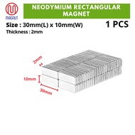 1pcs - 30mm x 10mm x 2mm Earth Neodymium Rectangular Magnet