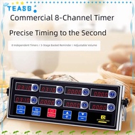 TEASG Commercial Kitchen Timer, Stainless Steel Housing 4/6/8 Channel Multi-function Timer, Timing L