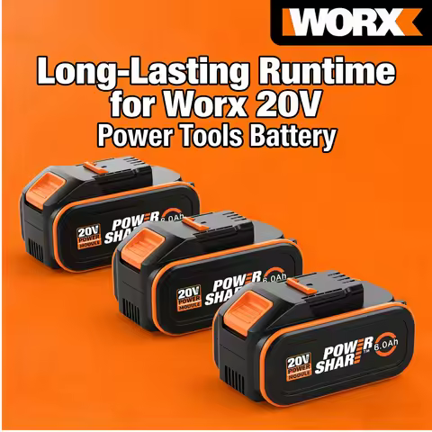 100% Worx 8.0Ah power tool battery, 6000mAh battery life is strong. Compatible with various models: 