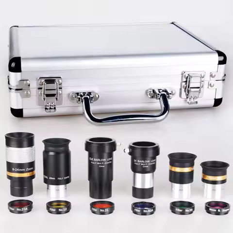 Astronomical Telescope Accessory Kit Eyepiece Barlow Lens Colors Filters 1.25" 4/10/40/8-24mm 2x/5x 