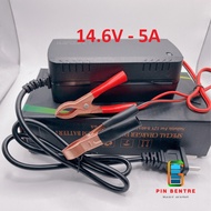 Sạc 4S 14.6V - 5A / 10A dành cho Pin LifePO4 đầu ra Kẹp Cá Sấu Có quạt tản nhiệt
