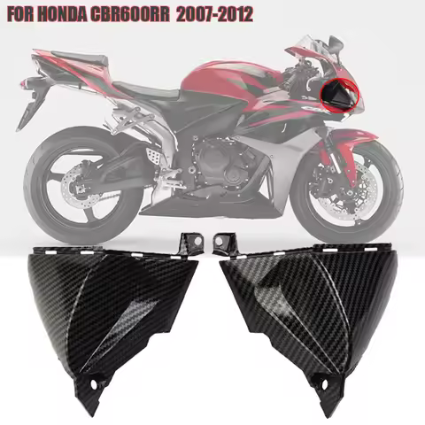 2x For HONDA CBR600RR 2007-2012 Fairing Cowling BS Carbon Fiber Upper Side Nose Cover Trim Fairing C
