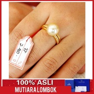 cincin emas wanita mutiara laut lombok asli premium mewah gold 22 k - hitam 8