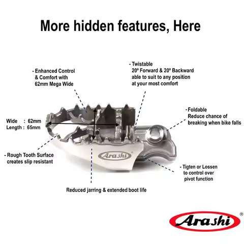 Arashi For BMW R1250GS / GSA 2019 2020 2021 Foot Pegs Wide Pivot Footrest Peg Footrest R1200GS GSA /